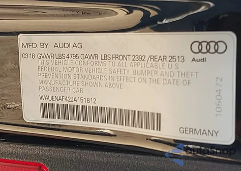 2018 Audi A4 2.0T Premium/2.0T Tech Premium z USA, uszkodzony, nr VIN WAUENAF42JA151812